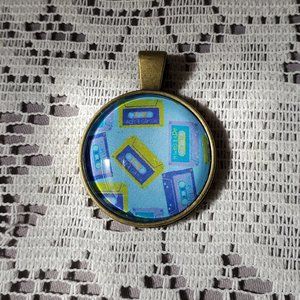 Pastel Cassette Tapes Cabochon Pendant - Handmade